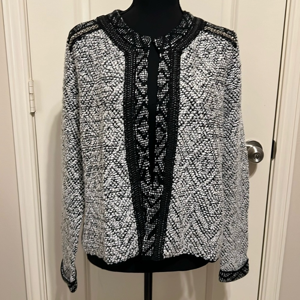 Chico’s beaded embellished acrylic blend open cardigan sweater